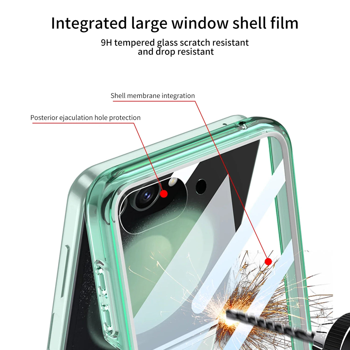 Transparent Magnetic Case With Folding Ring For Galaxy Z Flip 5