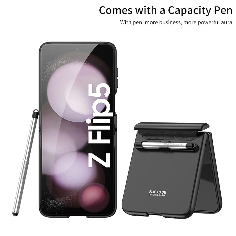 Magnetic Hinge Protection Case With Touch Pen For Samsung Galaxy Z Flip 5