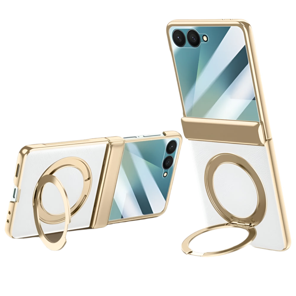 Magnetic Ring Stand Leather Case