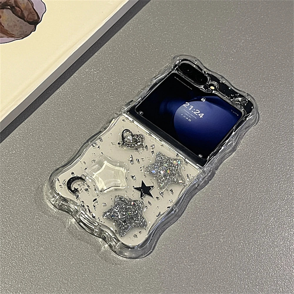 Glitter Star Clear Case for Z Flip