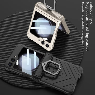Magnetic Shockproof Case with Ring Holder For Galaxy Z Flip 5