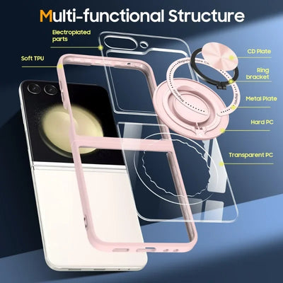 Transparent Case with Ring Holder For Samsung Galaxy Z Flip 6