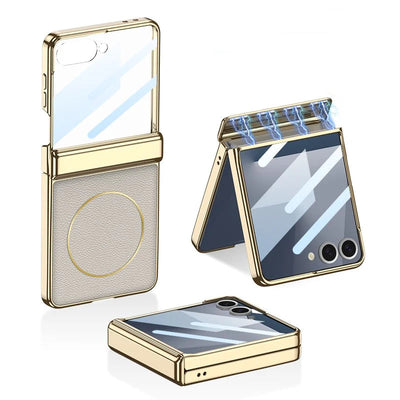 Luxury Magnetic Leather Case with Hinge protection