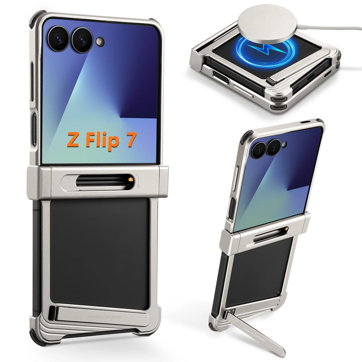 Metal Frameless Case with Stand for Galaxy Z Flip 7