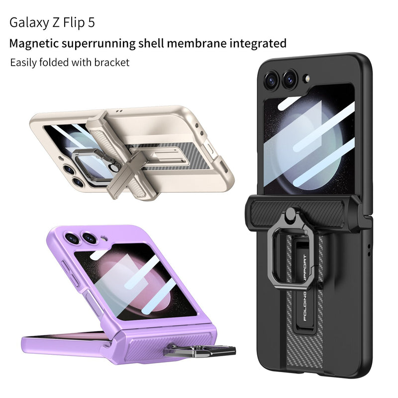 Armor Case with Ring Holder and Magnetic Hinge Protection for Samsung Galaxy Z Flip 5