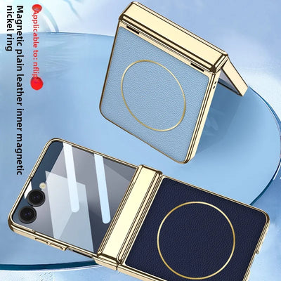 Luxury Magnetic Leather Case with Hinge protection