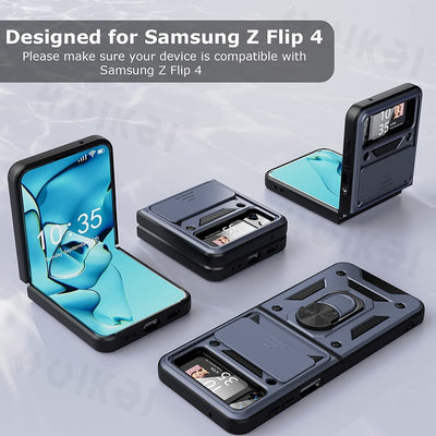 Magnetic Shockproof Case with Camera Cover For Samsung Galaxy Z Flip 4 - Galaxy Z Flip 4 Case