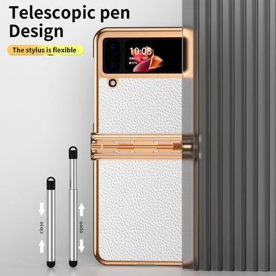 Luxury Leather Case (Pen Slot) For Samsung Galaxy Z Flip 4 - Galaxy Z Flip 4 Case