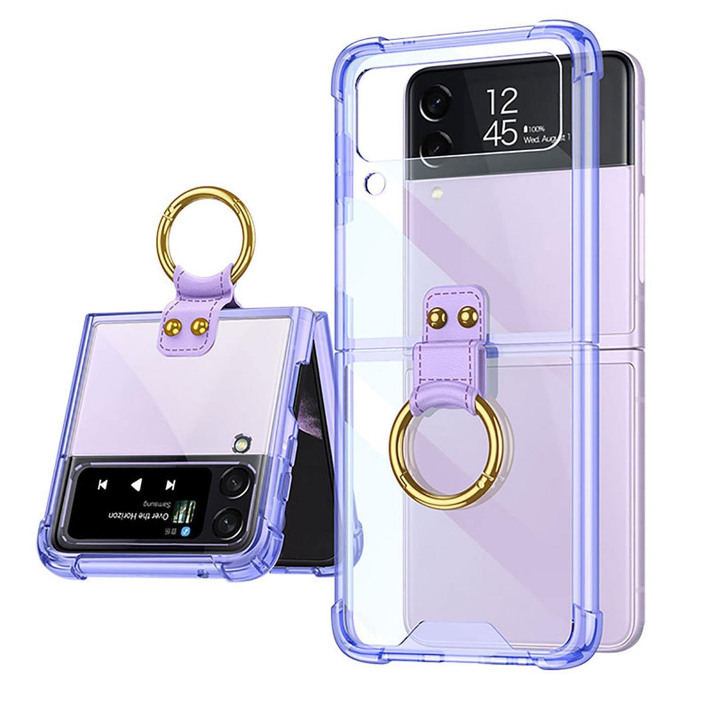 Transparent Case with Ring Bracket For Samsung Galaxy Z Flip 4 - Galaxy Z Flip 4 Case