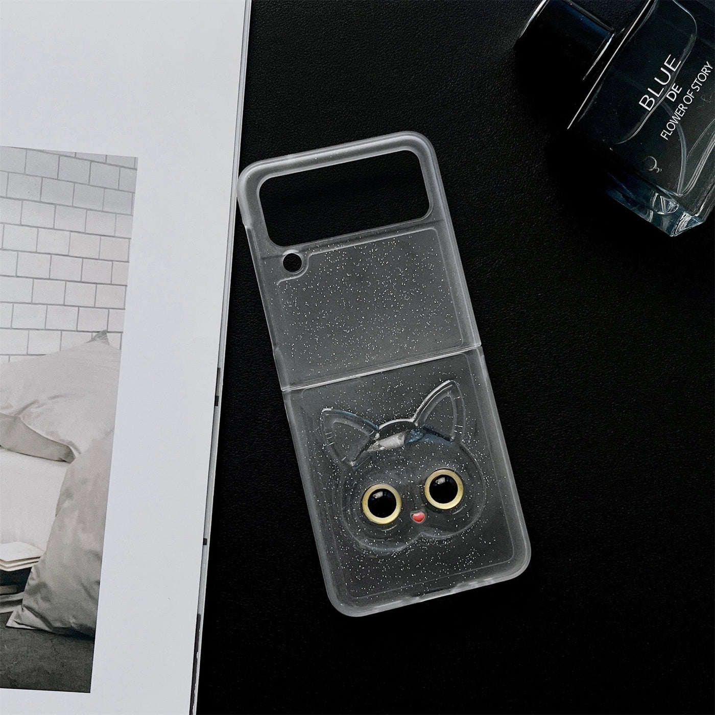 Luxury Cute Cat Transparent Case for Samsung Galaxy Z Flip 4 - Galaxy Z Flip 4 Case