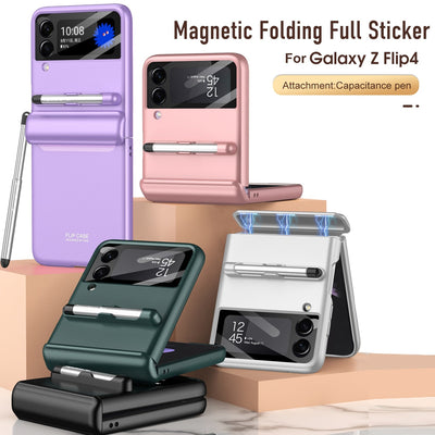 Magnetic Hinge Case with Pen For Samsung Galaxy Z Flip 4 - Galaxy Z Flip 4 Case