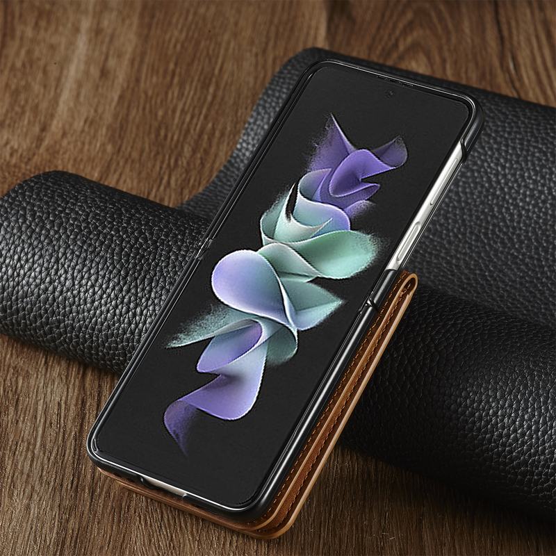 Luxury Leather Wallet Case For Z Flip 4 - Galaxy Z Flip 4 Case