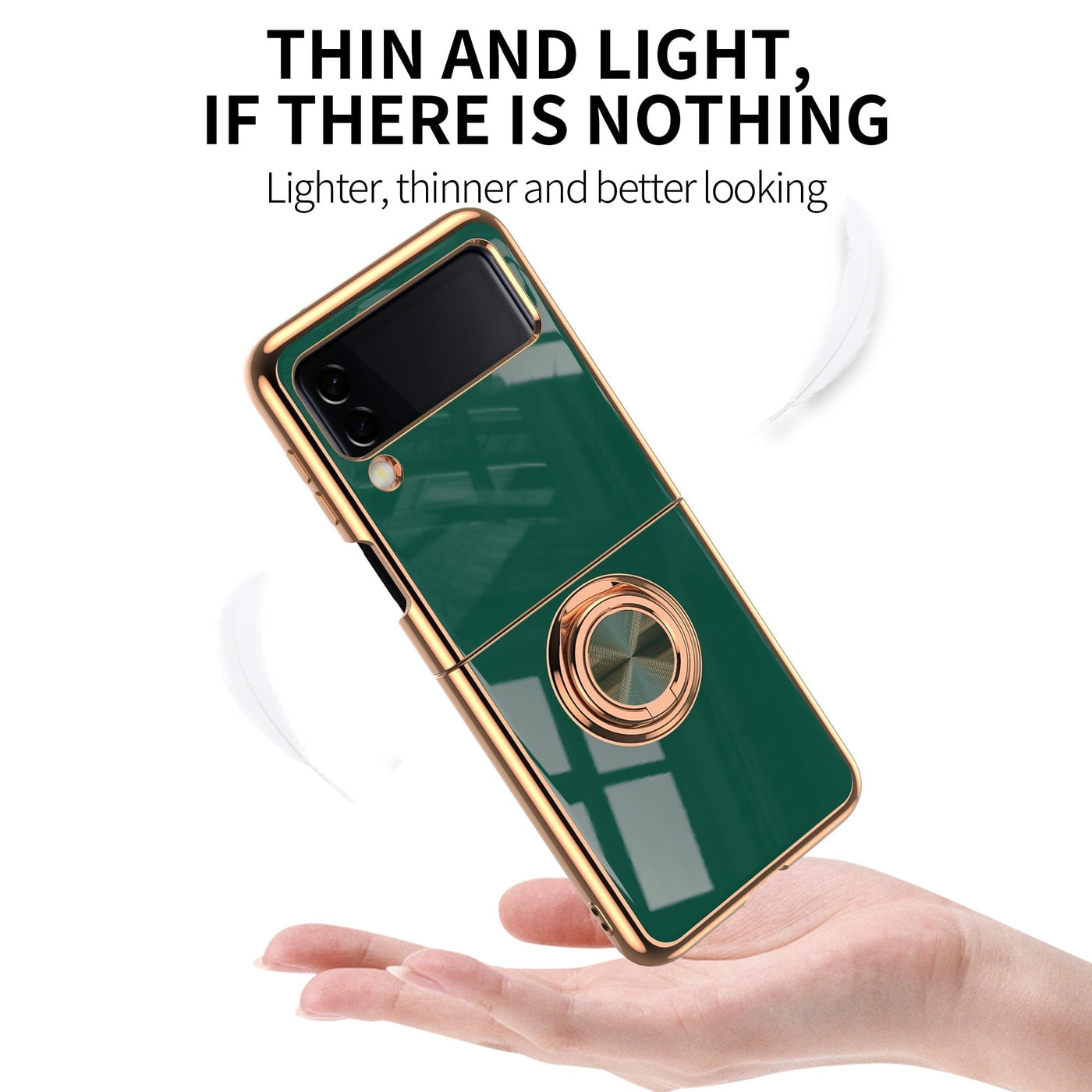 Luxury Electroplating Magnetic Ring Bracket Protective Cover for Samsung Galaxy Z Flip 4 5G - Galaxy Z Flip 4 Case