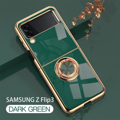 Luxury Electroplating Magnetic Ring Bracket Protective Cover for Samsung Galaxy Z Flip 4 5G - Galaxy Z Flip 4 Case