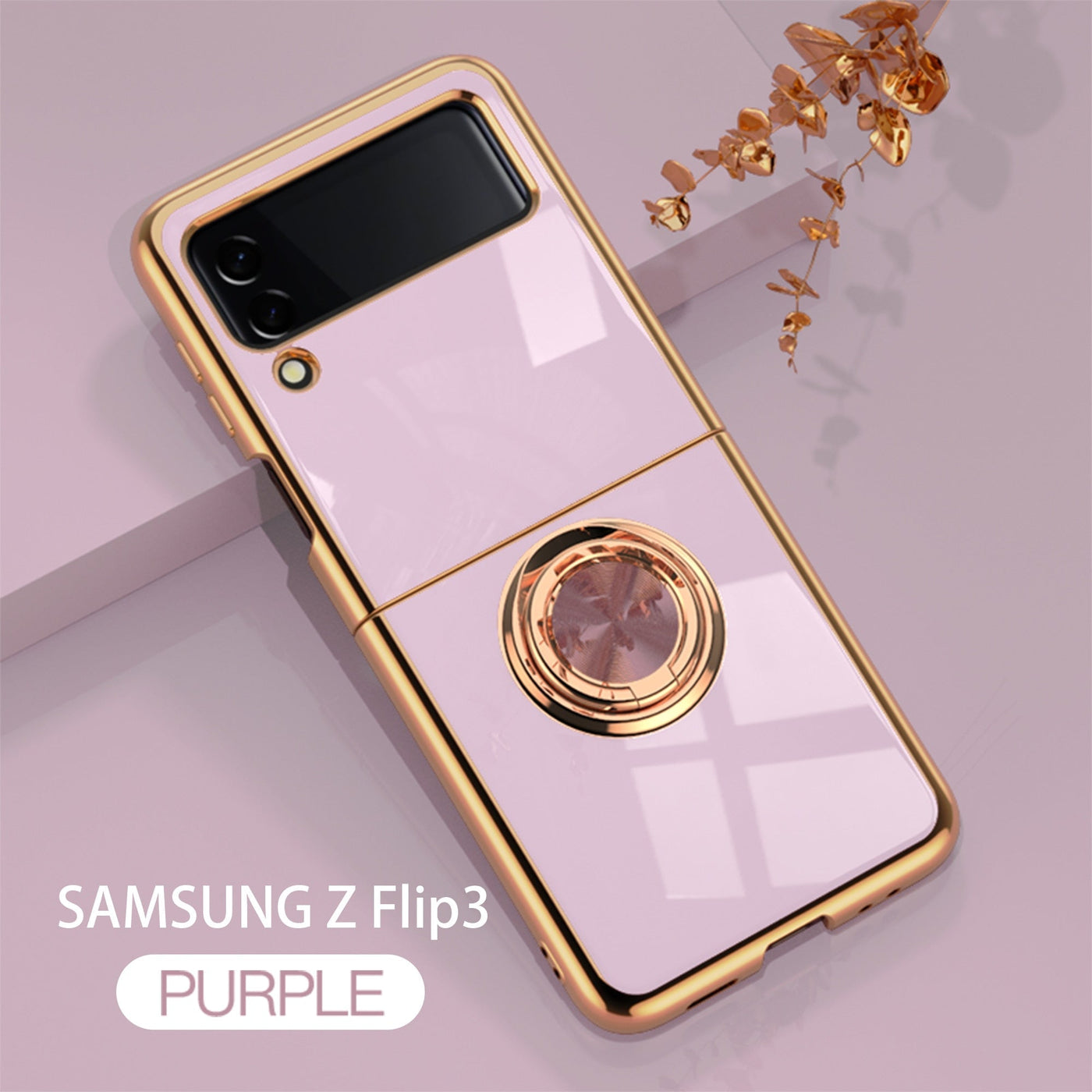 Luxury Electroplating Magnetic Ring Bracket Protective Cover for Samsung Galaxy Z Flip 4 5G - Galaxy Z Flip 4 Case