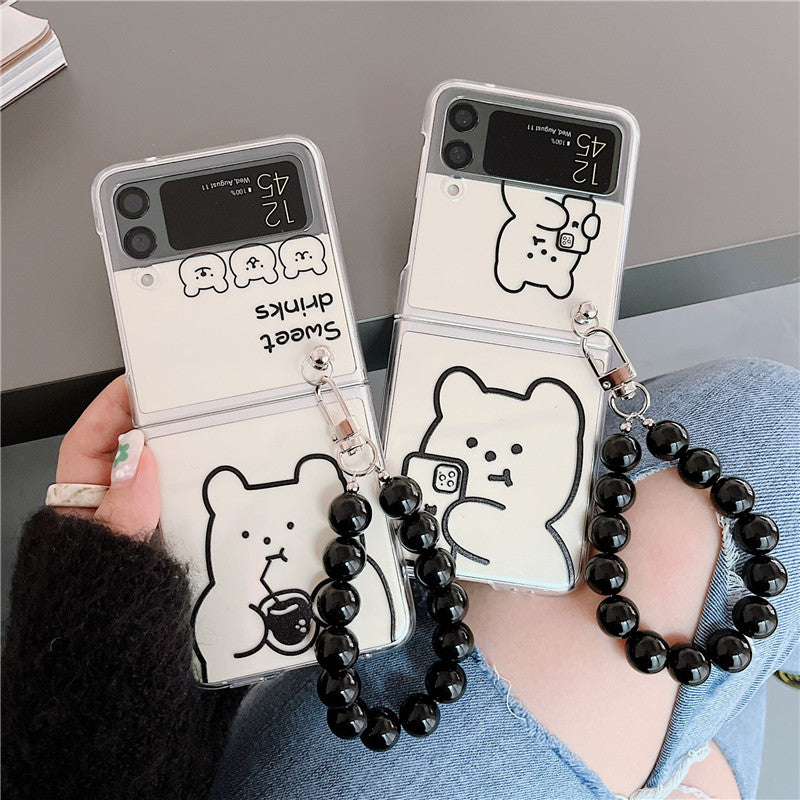 Cute Cartoon Bear Bracelet Case For Galaxy Z Flip 4 - Galaxy Z Flip 4 Case
