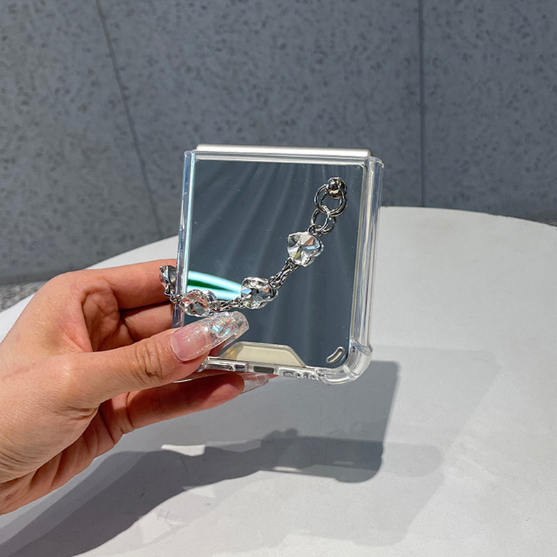 Luxury Mirror Case with Crystal Bracelet For Galaxy Z Flip 4 5G - Galaxy Z Flip 4 Case